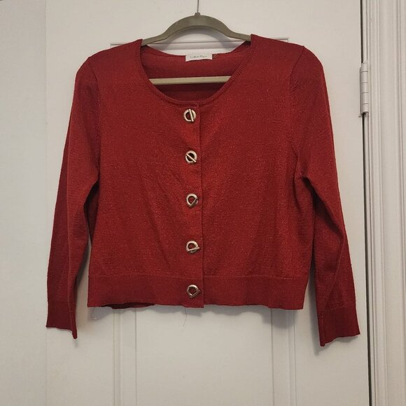 Calvin Klein Red Sparkle Sweater - Picture 1 of 4